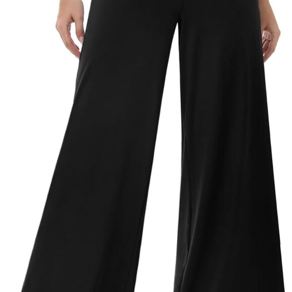 Comfortable High Waist Palazzo Pants for Women - X-Large, Black Lounge Trousers - Picture 1 of 5
